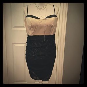 Beige and black bottom lace dress